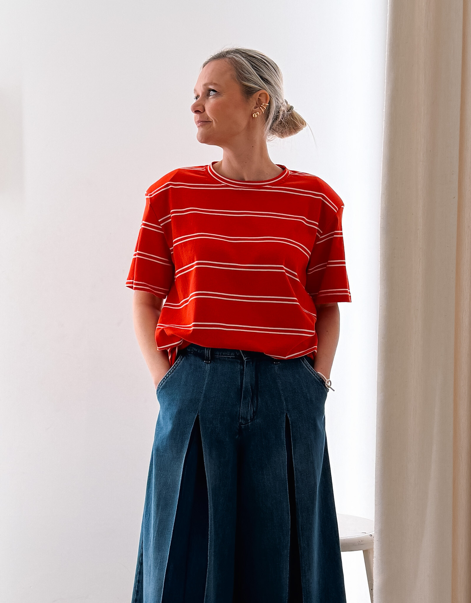 The Golden House - Garc T-Shirt Stripe 'Addie' - Red - One Size