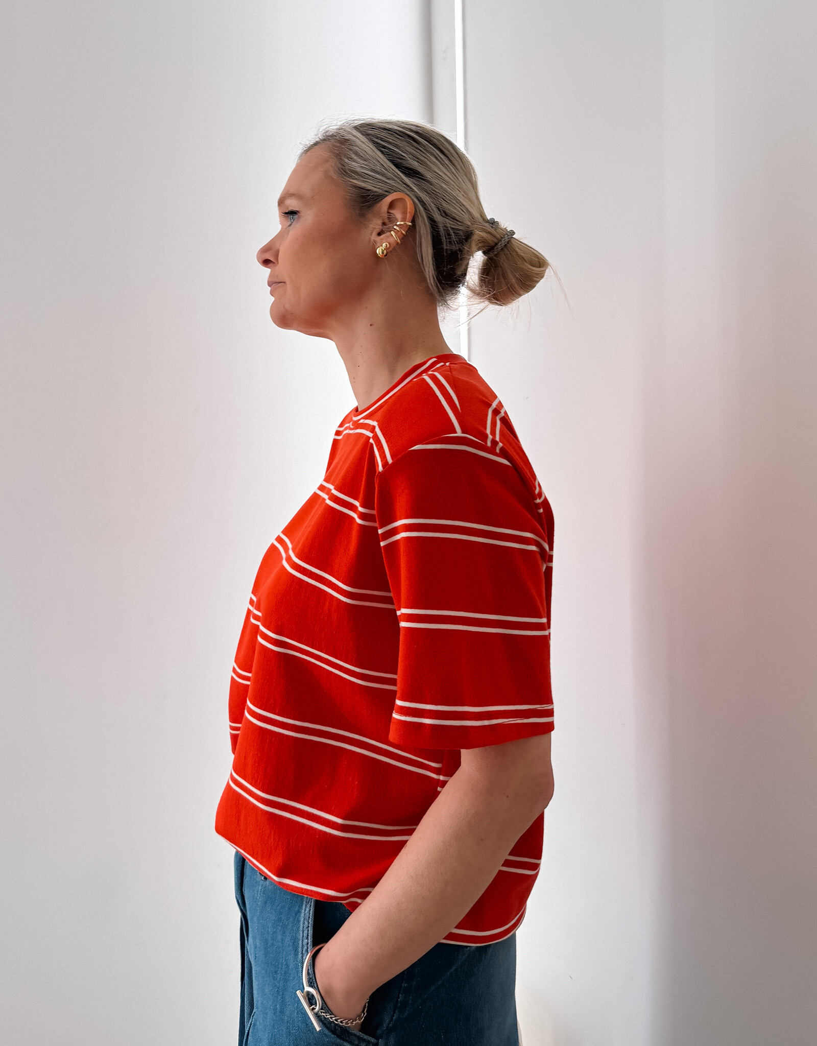 The Golden House - Garc T-Shirt Stripe 'Addie' - Red - One Size