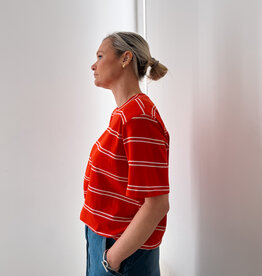 The Golden House - Garc T-Shirt Stripe 'Addie' - Red - One Size