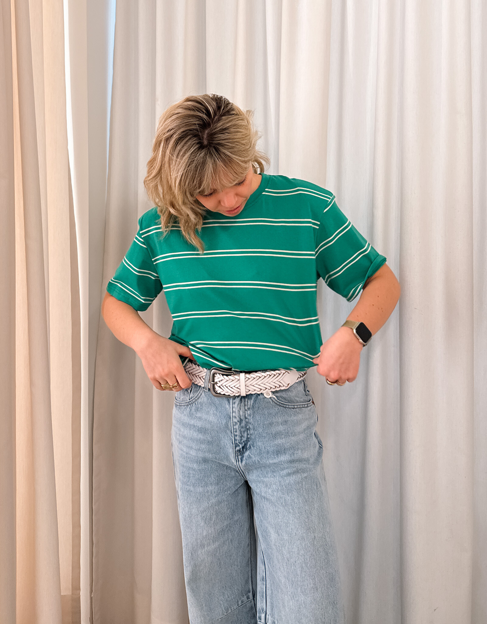 The Golden House - Garc T-Shirt Stripe 'Addie' - Green - One Size