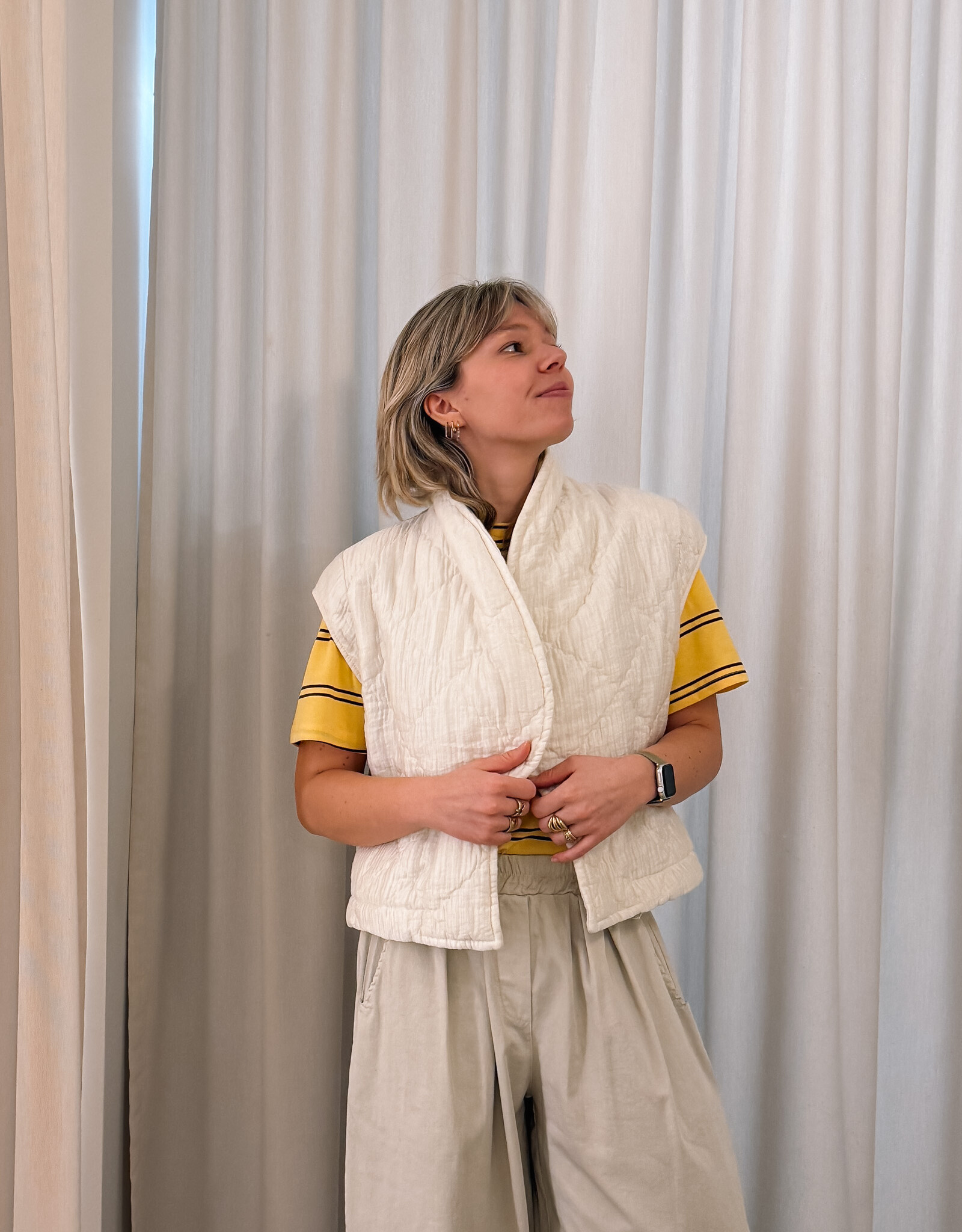 The Golden House Joh Waistcoat 'Feike' - Ecru  - One Size