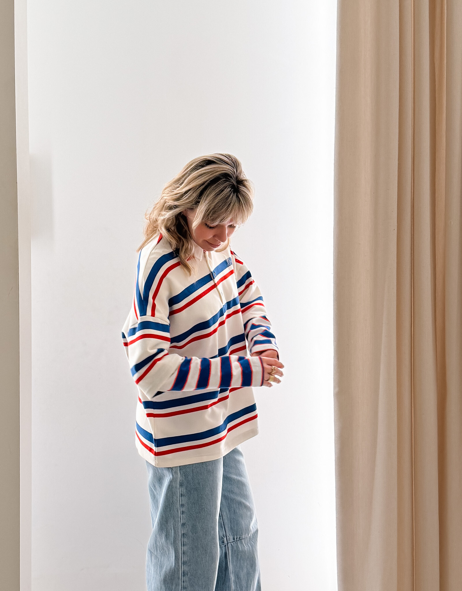 The Golden House Joh Polo Stripe Long Sleeve 'Alicia' - Red/Blue  - One Size