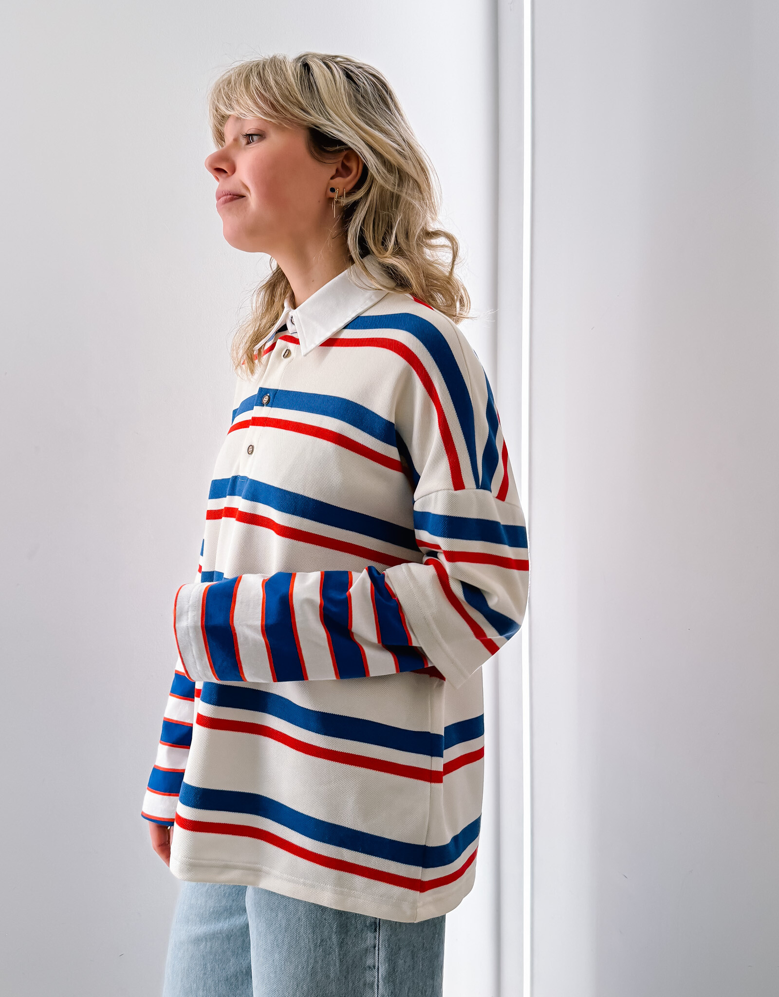 The Golden House Joh Polo Stripe Long Sleeve 'Alicia' - Red/Blue  - One Size