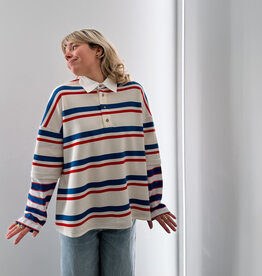 The Golden House Joh Polo Stripe Long Sleeve 'Alicia' - Red/Blue  - One Size