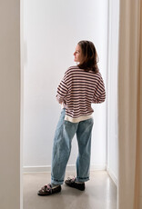 The Golden House Joh T-Shirt Stripe Long Sleeve  'Alexine' - Navy  - One Size