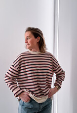 The Golden House Joh T-Shirt Stripe Long Sleeve  'Alexine' - Navy  - One Size