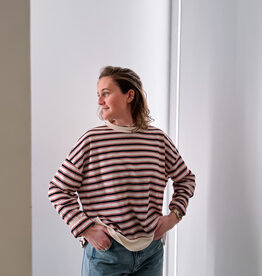The Golden House Joh T-Shirt Stripe Long Sleeve  'Alexine' - Navy  - One Size