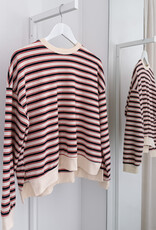 The Golden House Joh T-Shirt Stripe Long Sleeve  'Alexine' - Navy  - One Size