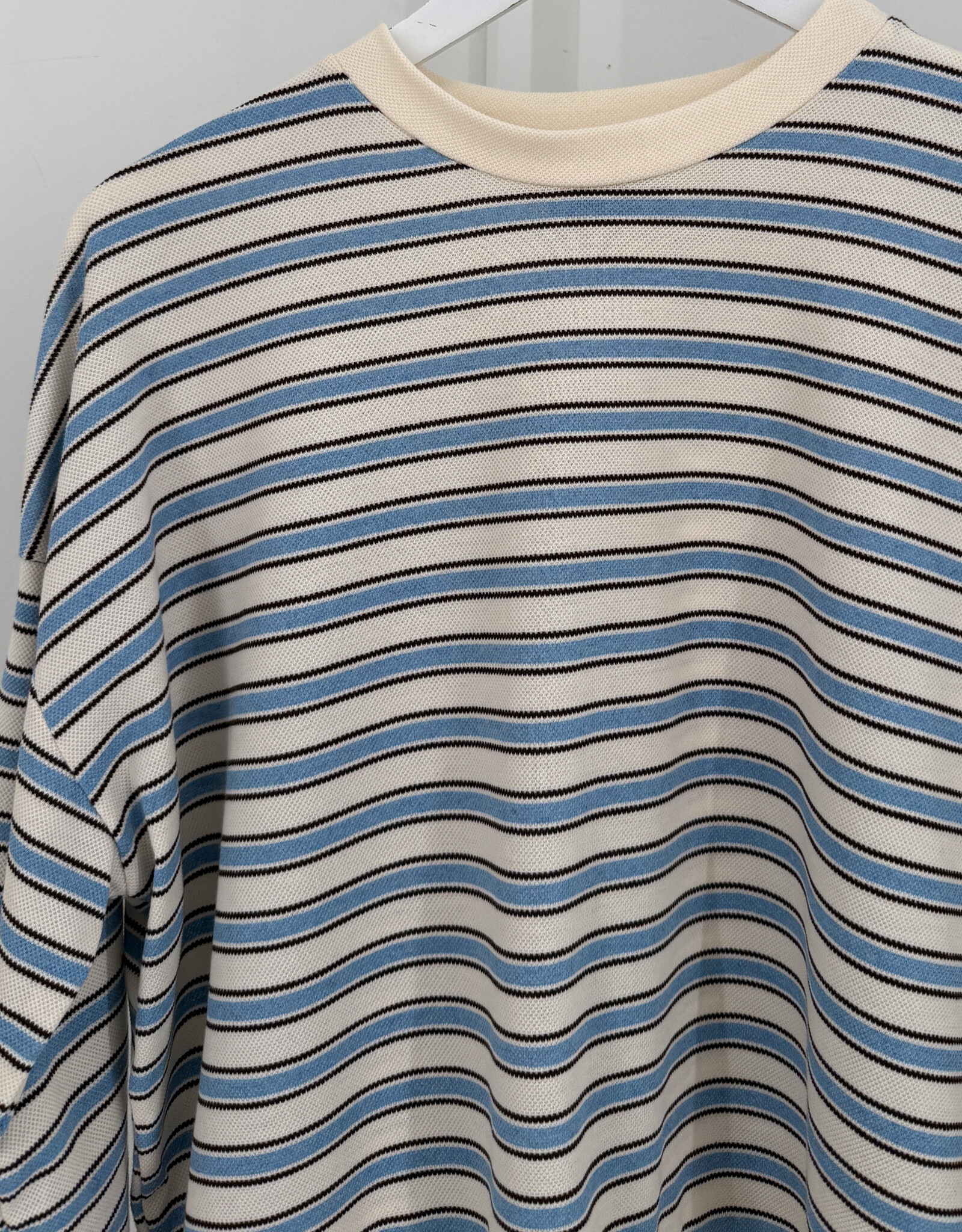 The Golden House Joh T-Shirt Stripe Long Sleeve  'Alexine' - Light Blue  - One Size