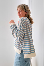 The Golden House Joh T-Shirt Stripe Long Sleeve  'Alexine' - Light Blue  - One Size