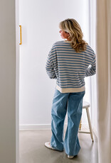 The Golden House Joh T-Shirt Stripe Long Sleeve  'Alexine' - Light Blue  - One Size