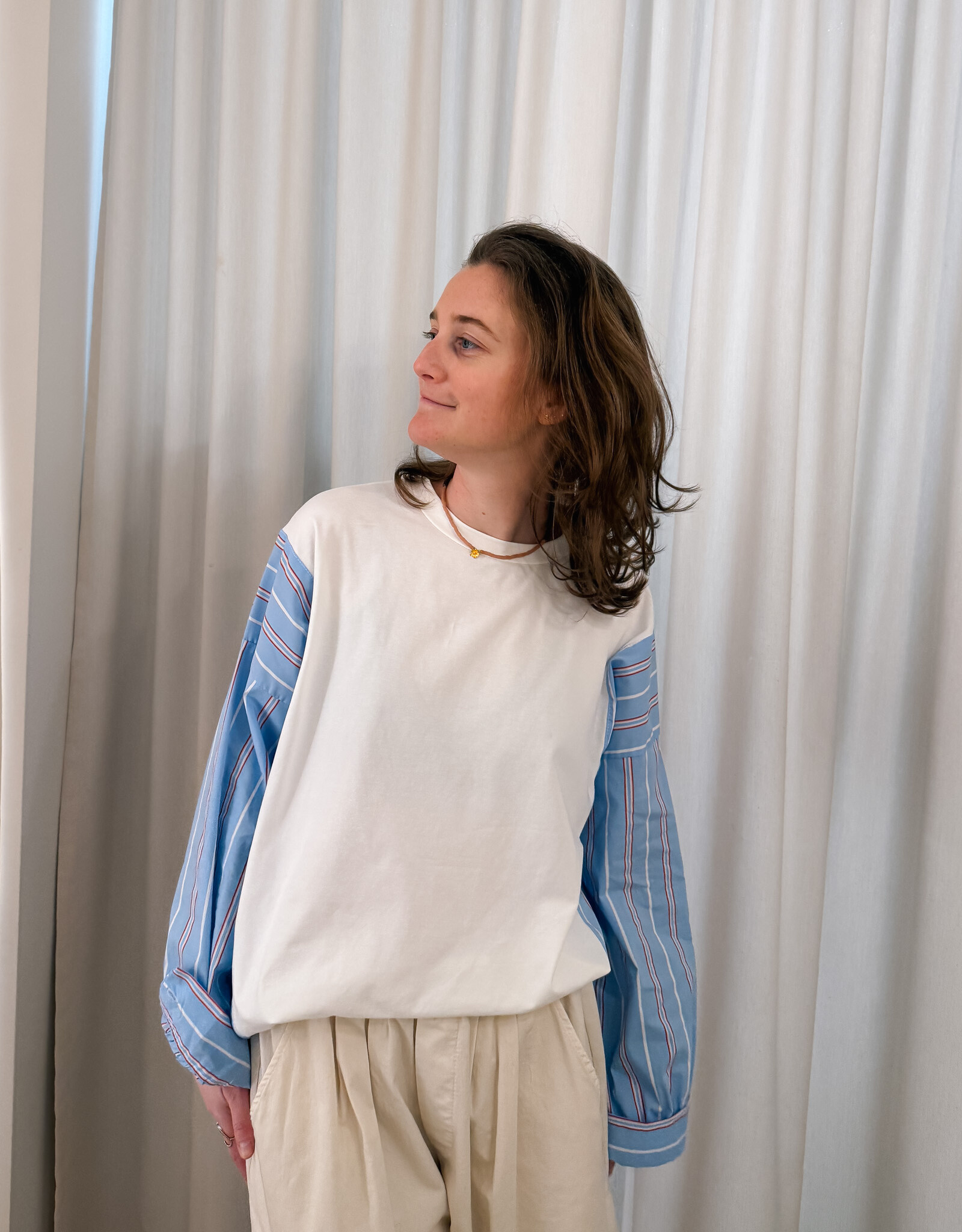 The Golden House Joh T-Shirt/Blouse 'Fien' - White/Blue  - One Size