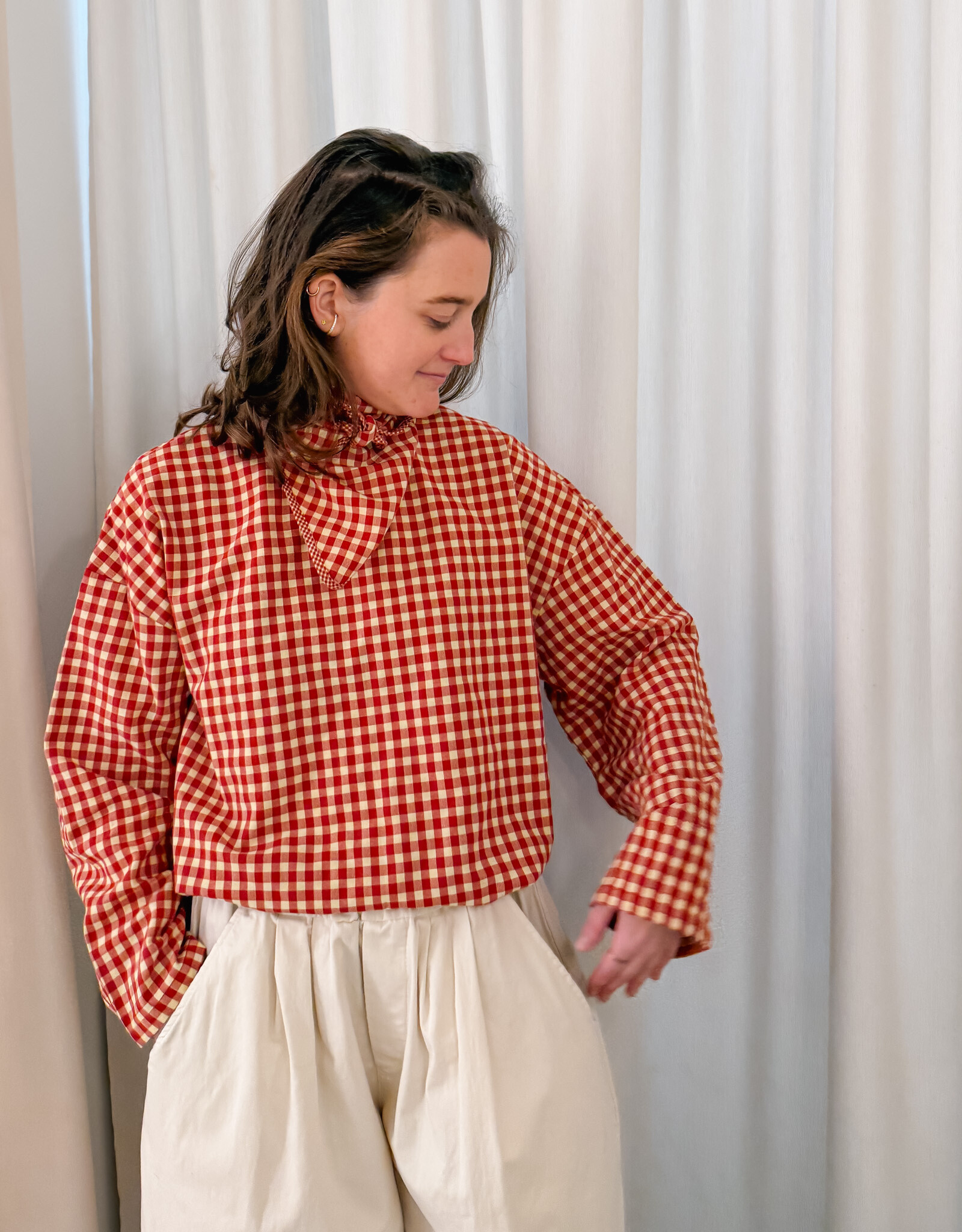 The Golden House Joh Blouse Check 'Alison' - Burgundy  - One Size