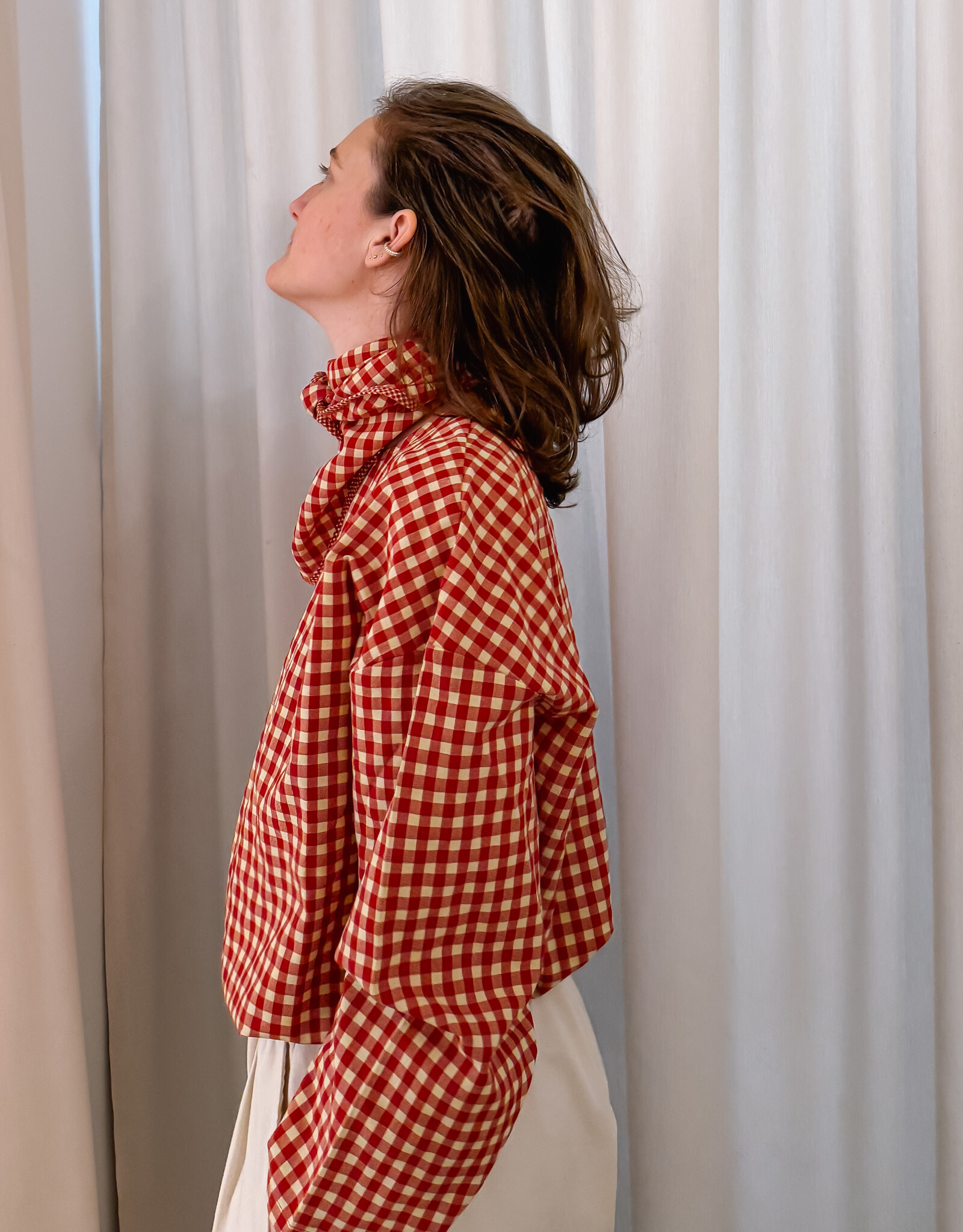 The Golden House Joh Blouse Check 'Alison' - Burgundy  - One Size