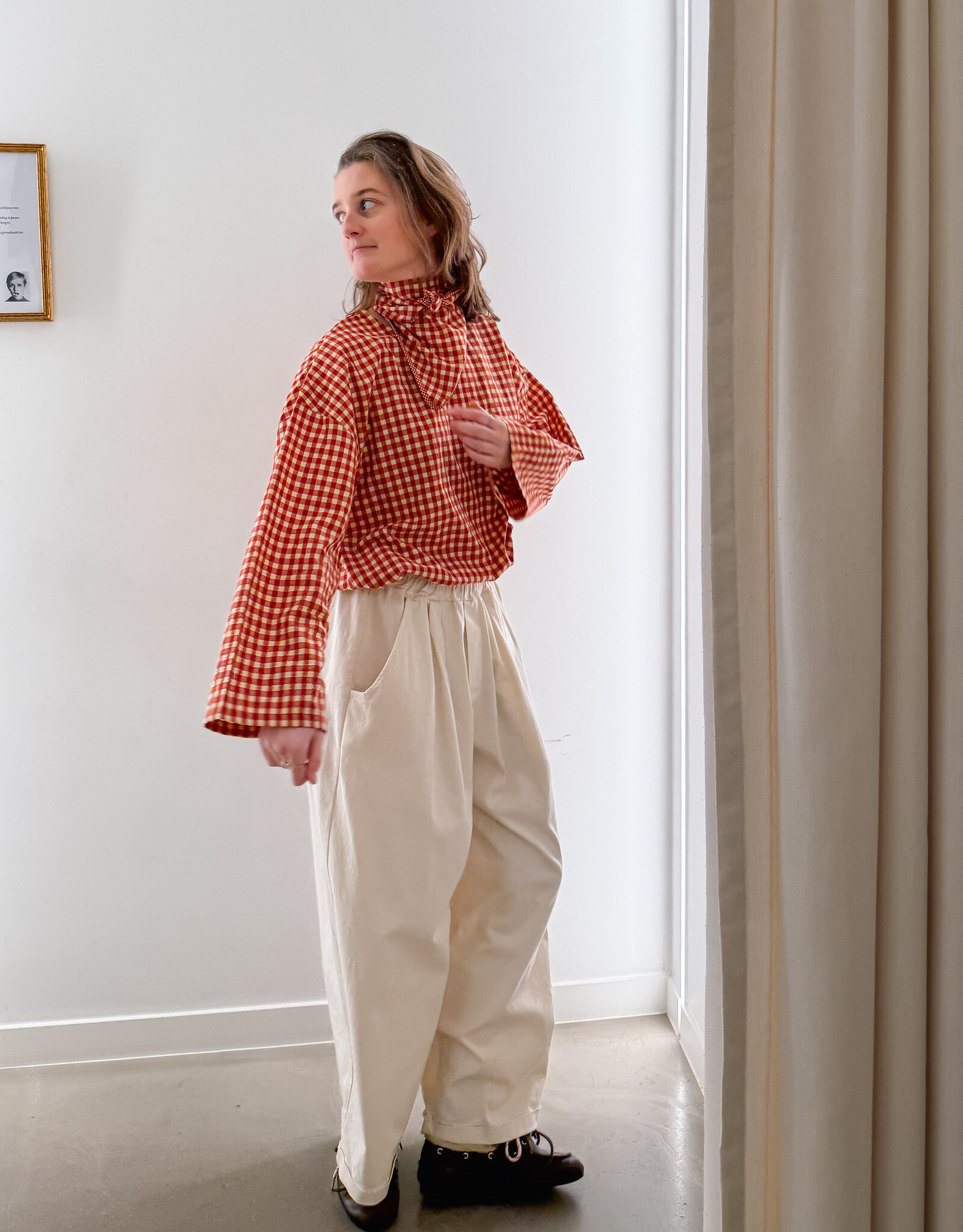 The Golden House Joh Blouse Check 'Alison' - Burgundy  - One Size