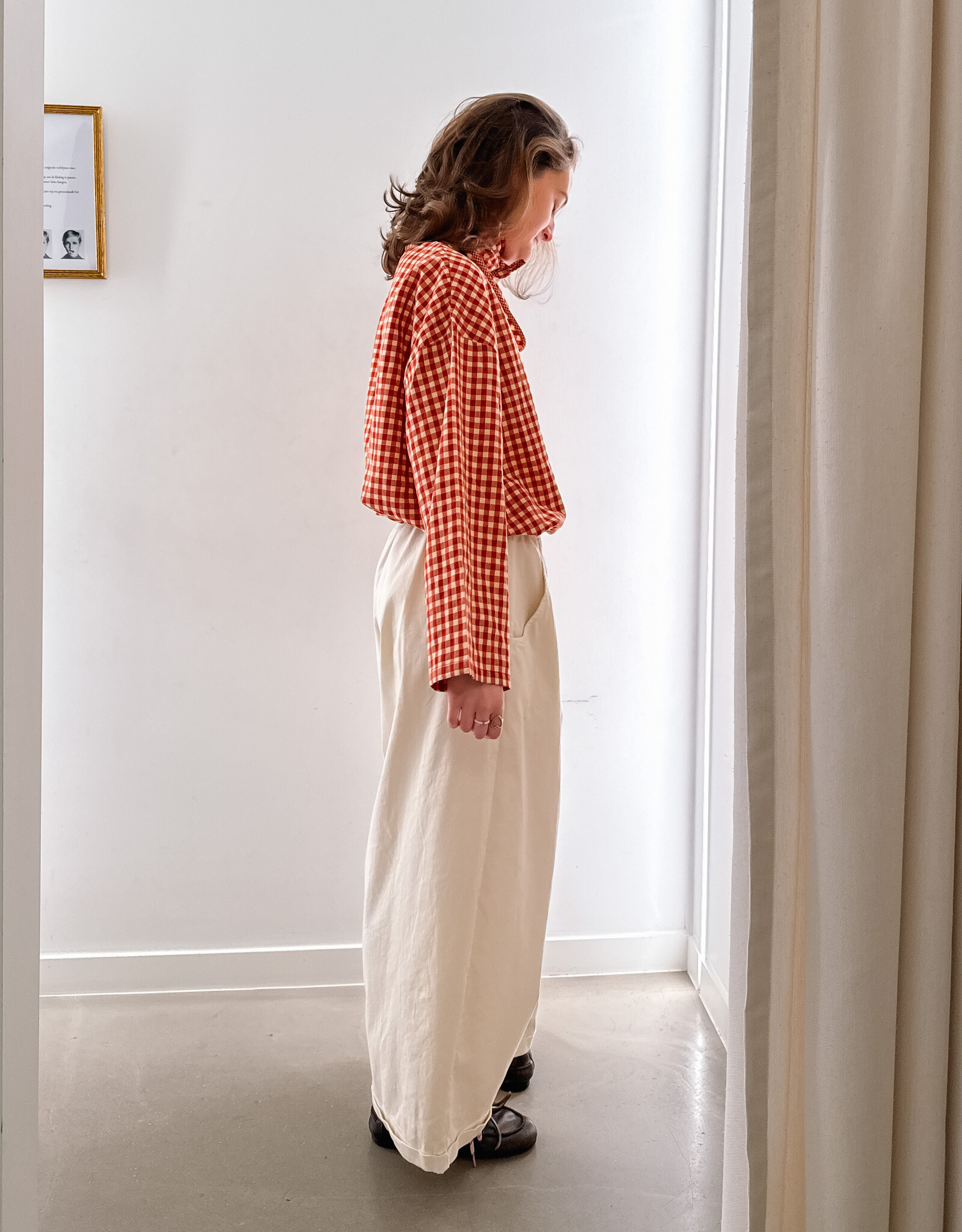 The Golden House Joh Blouse Check 'Alison' - Burgundy  - One Size