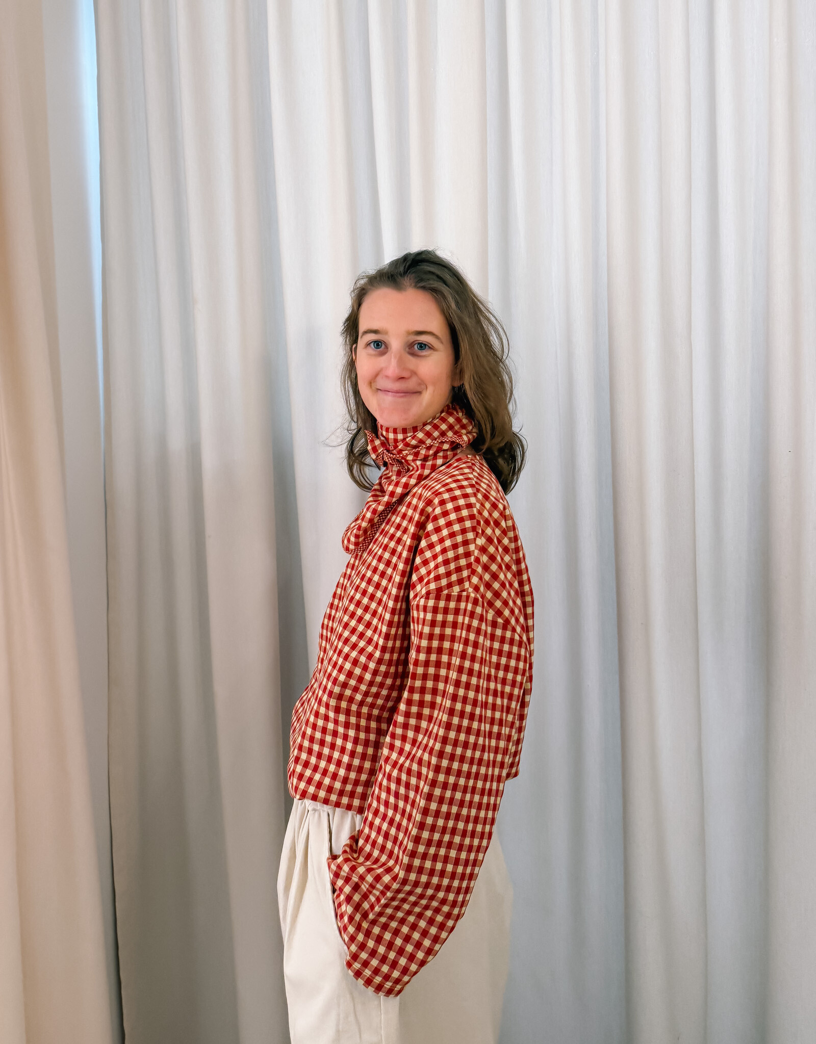 The Golden House Joh Blouse Check 'Alison' - Burgundy  - One Size