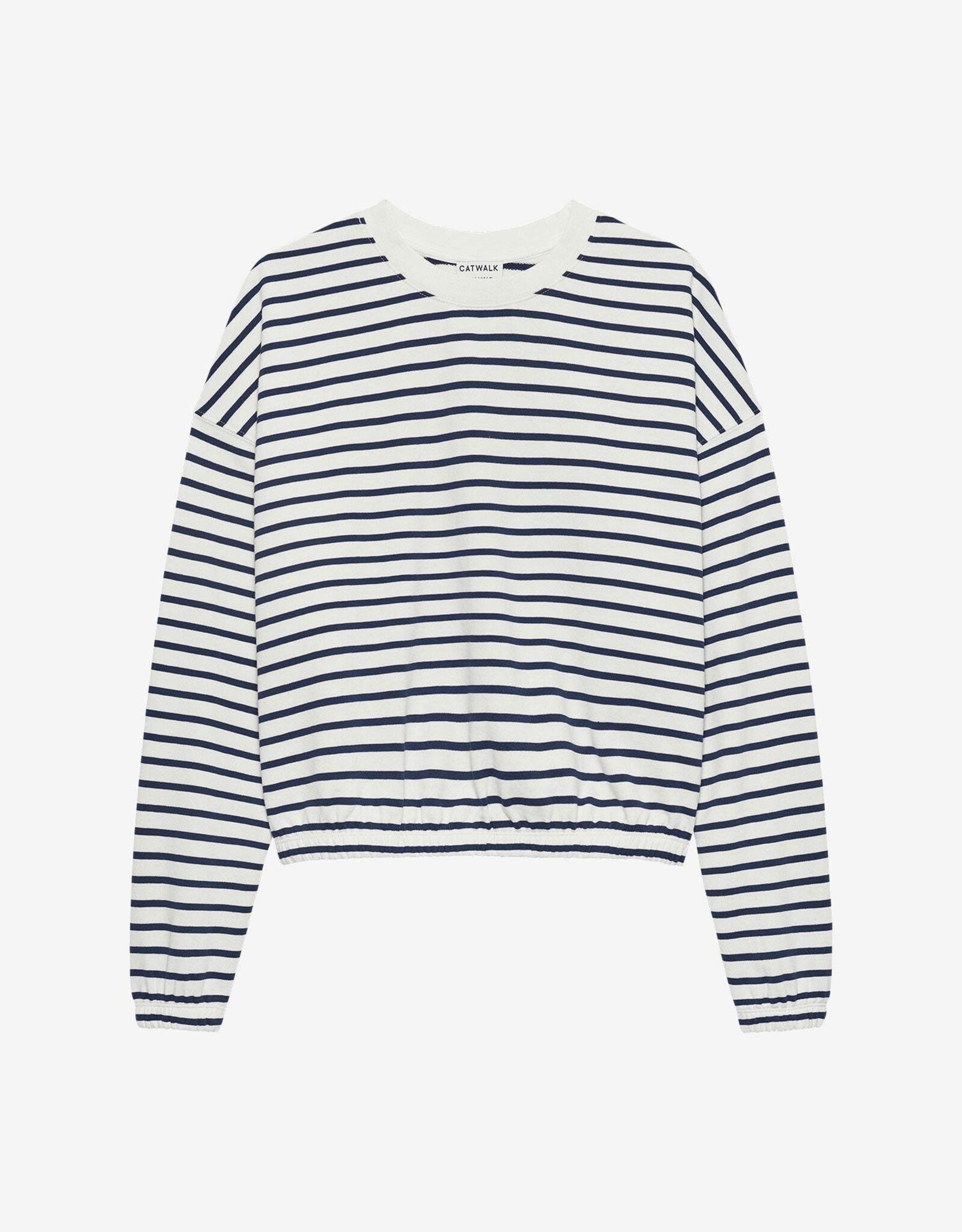 Catwalk Junkie Sweater Striped 'Elastic Hems' - Navy Blazer - Catwalk Junkie