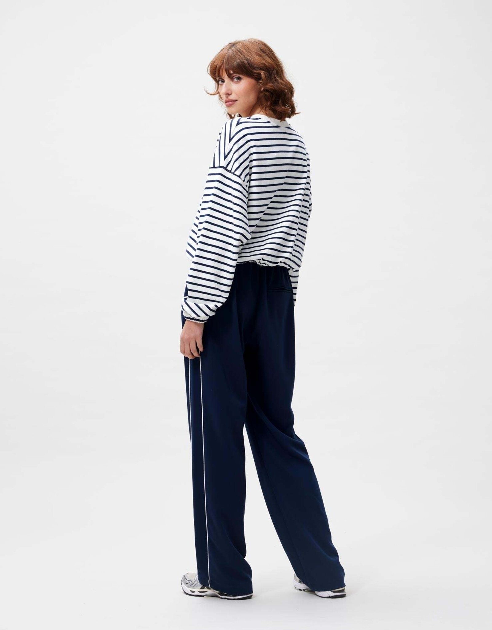 Catwalk Junkie Sweater Striped 'Elastic Hems' - Navy Blazer - Catwalk Junkie