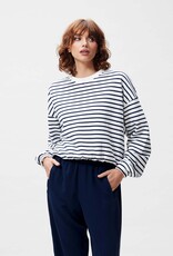 Catwalk Junkie Sweater Striped 'Elastic Hems' - Navy Blazer - Catwalk Junkie