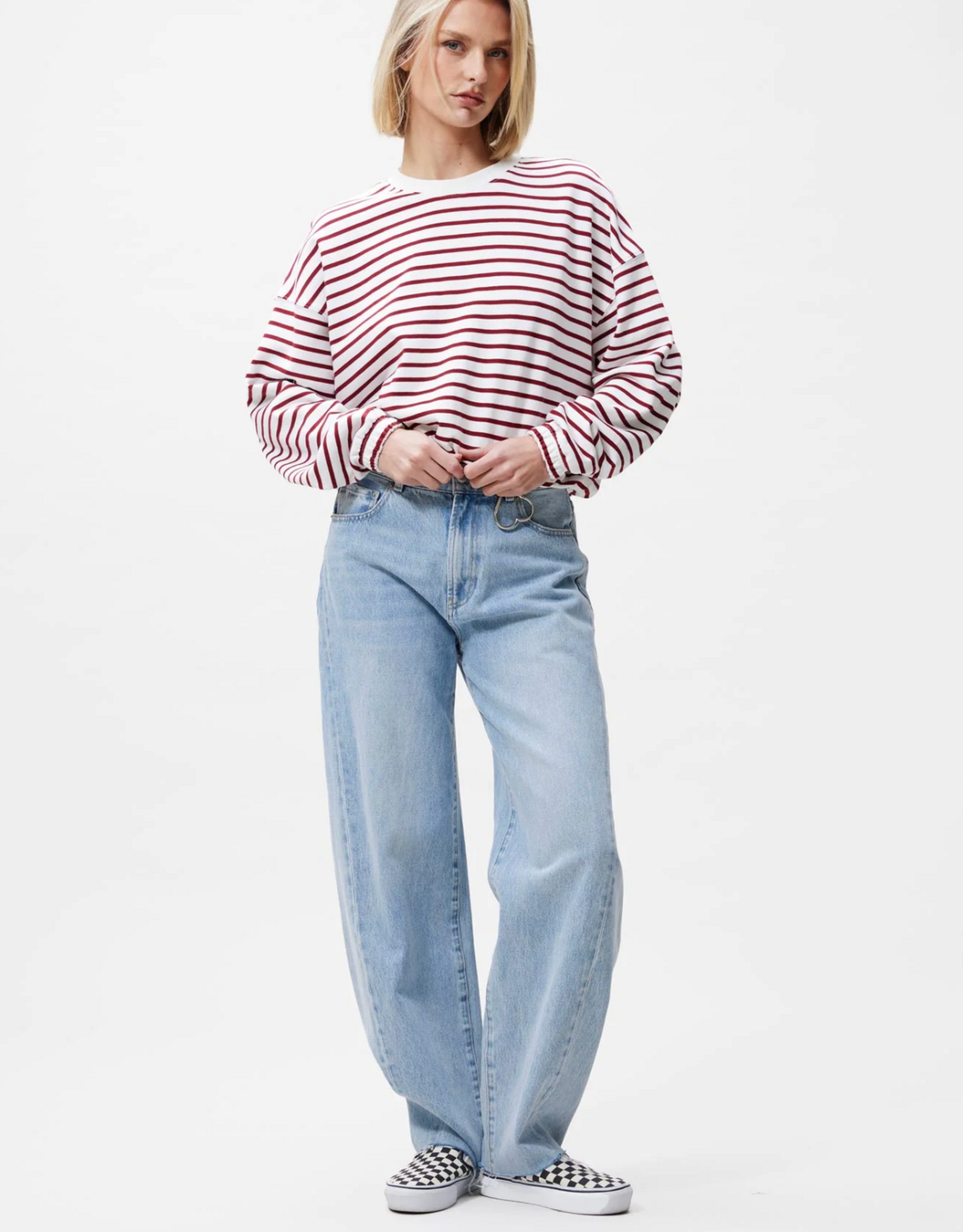 Catwalk Junkie Sweater Striped 'Elastic Hems' - Rhubarb - Catwalk Junkie
