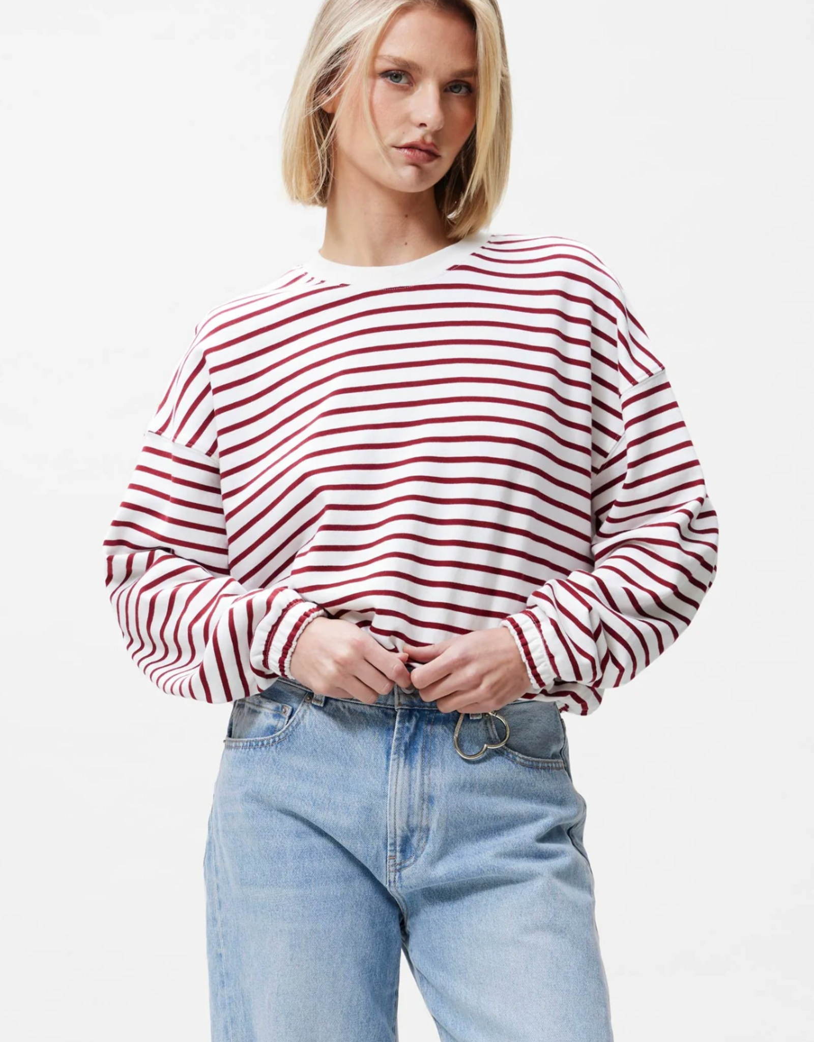 Catwalk Junkie Sweater Striped 'Elastic Hems' - Rhubarb - Catwalk Junkie