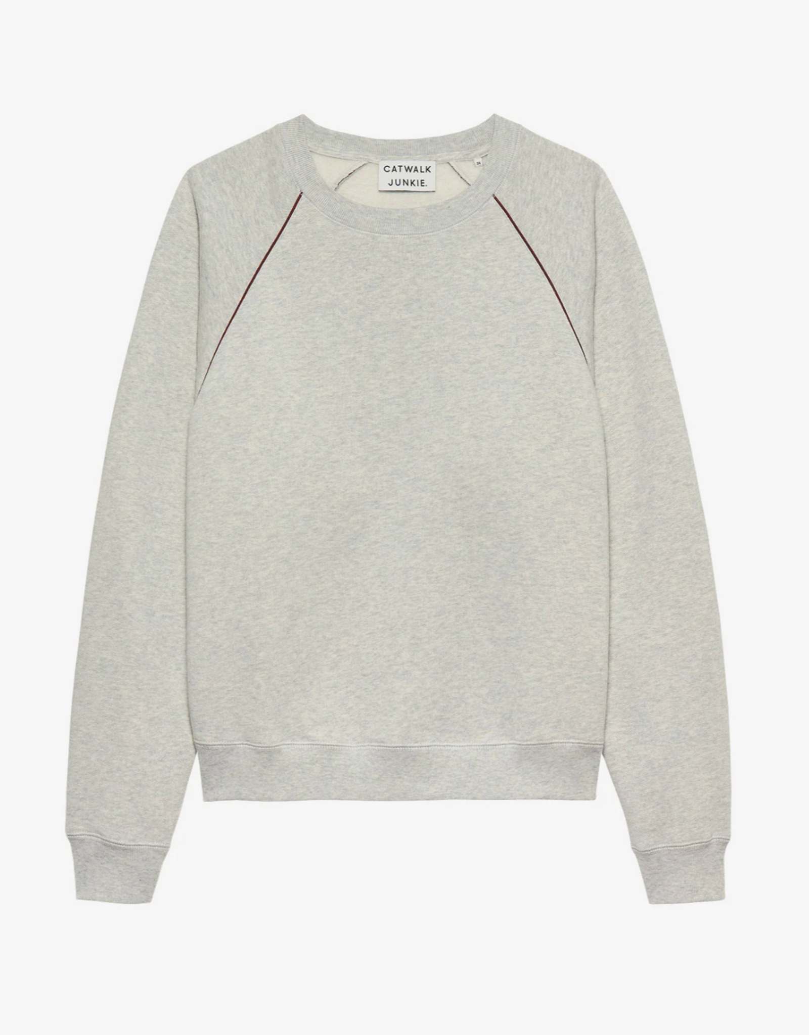 Catwalk Junkie Sweater 'Graphic With Piping' - Light Grey Melange - Catwalk Junkie