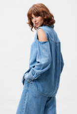 Catwalk Junkie Blouse Denim 'Open Shoulder' - Blue - Catwalk Junkie