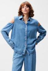 Catwalk Junkie Blouse Denim 'Open Shoulder' - Blue - Catwalk Junkie