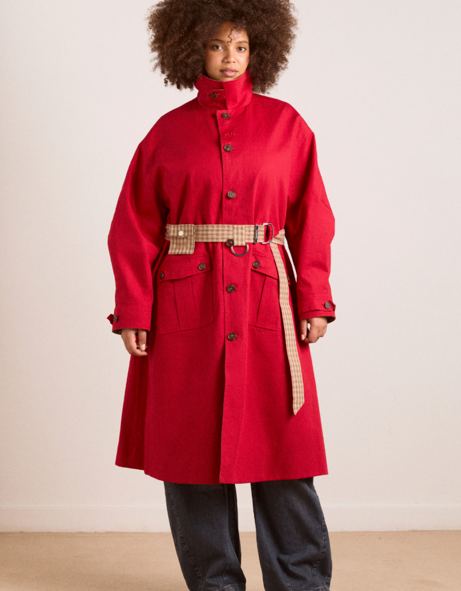 Damson Madder Trench Reversible  'Anja' - Tan/Red - Damson Madder