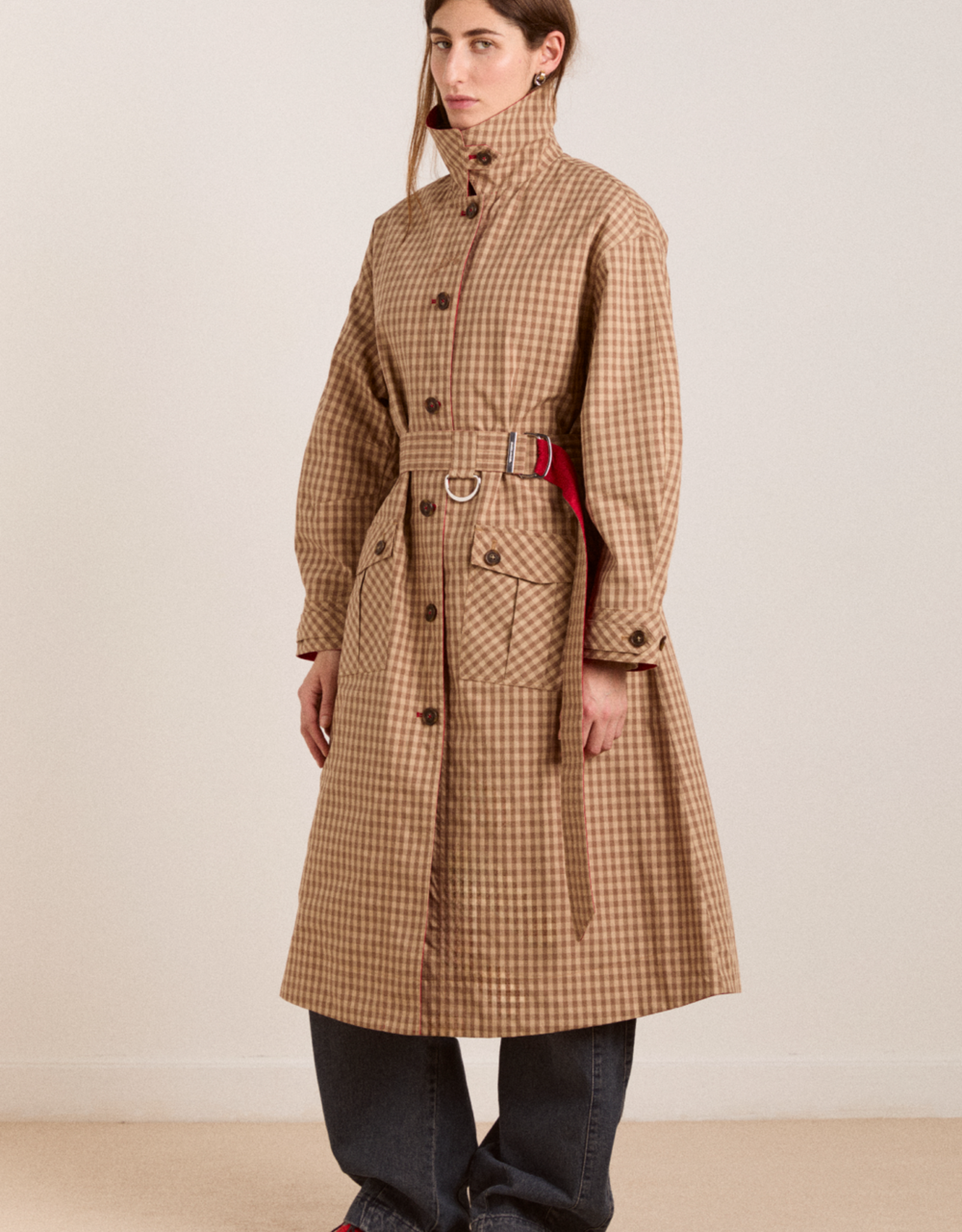 Damson Madder Trench Reversible  'Anja' - Tan/Red - Damson Madder