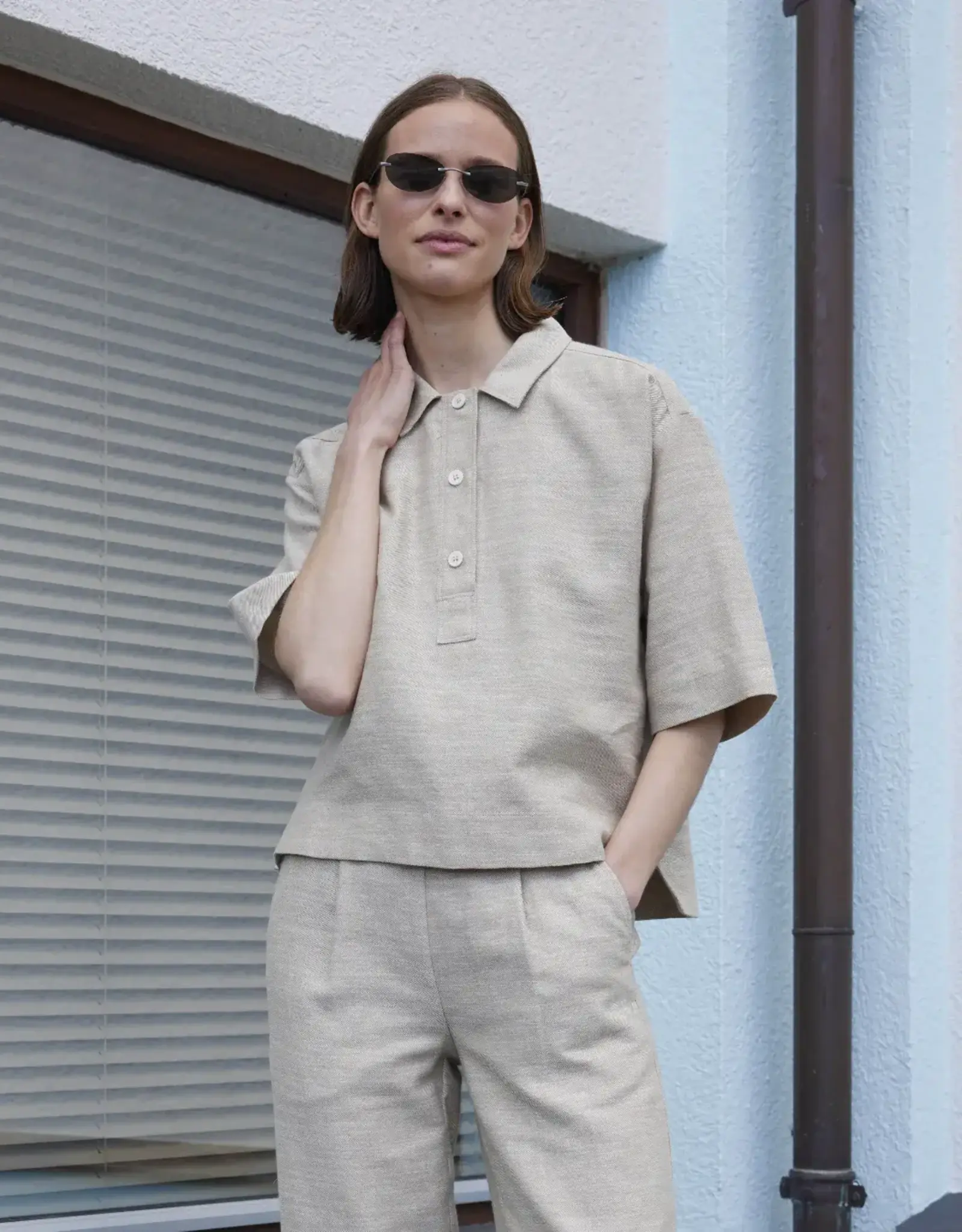 Esmé Studios Blouse 'Kaya' - Brownie Melange - Esmé Studios