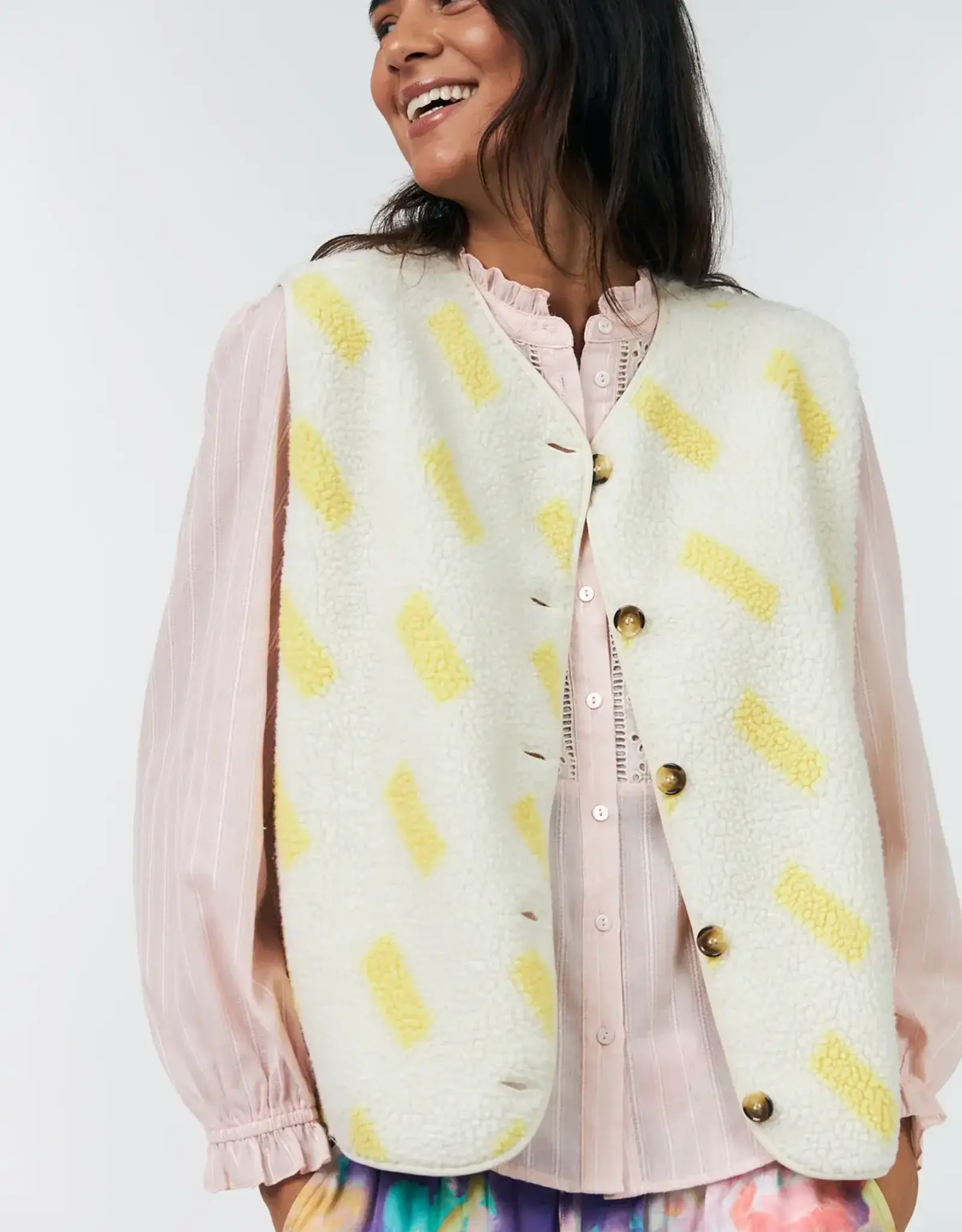 Lollys Laundry Bodywarmer 'Jace' - Light Yellow - Lollys Laundry