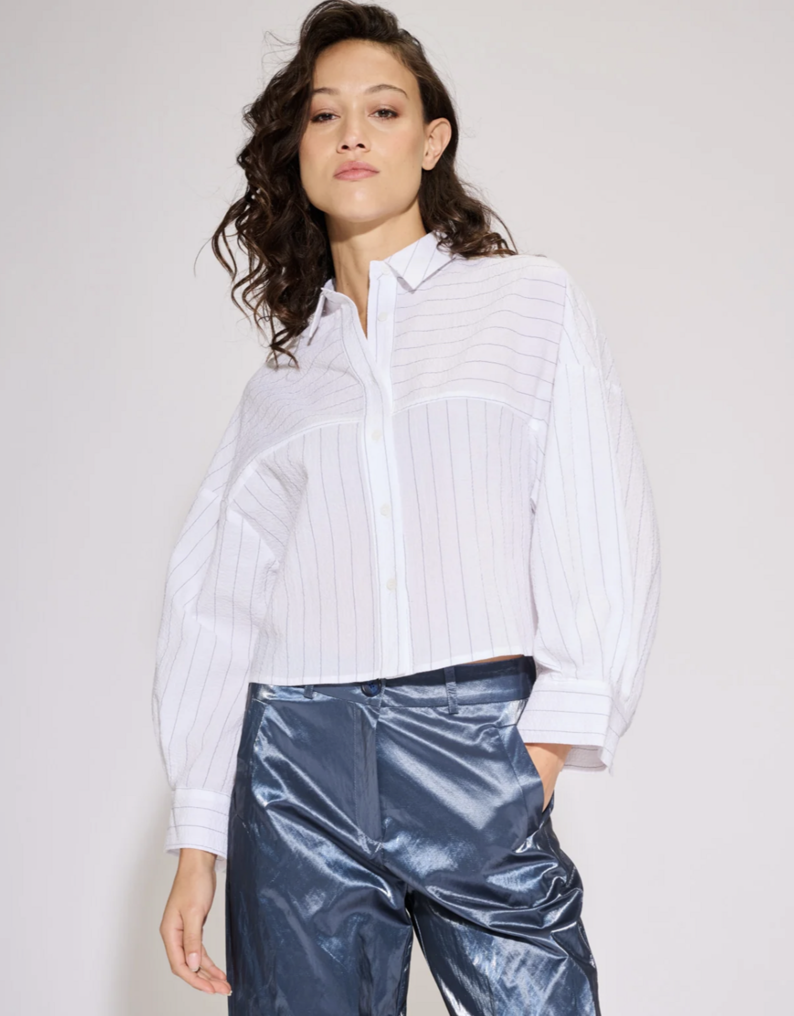 Bô-Dôme Blouse 'Sheryl' - Ecru Stripes  - Bô-Dôme