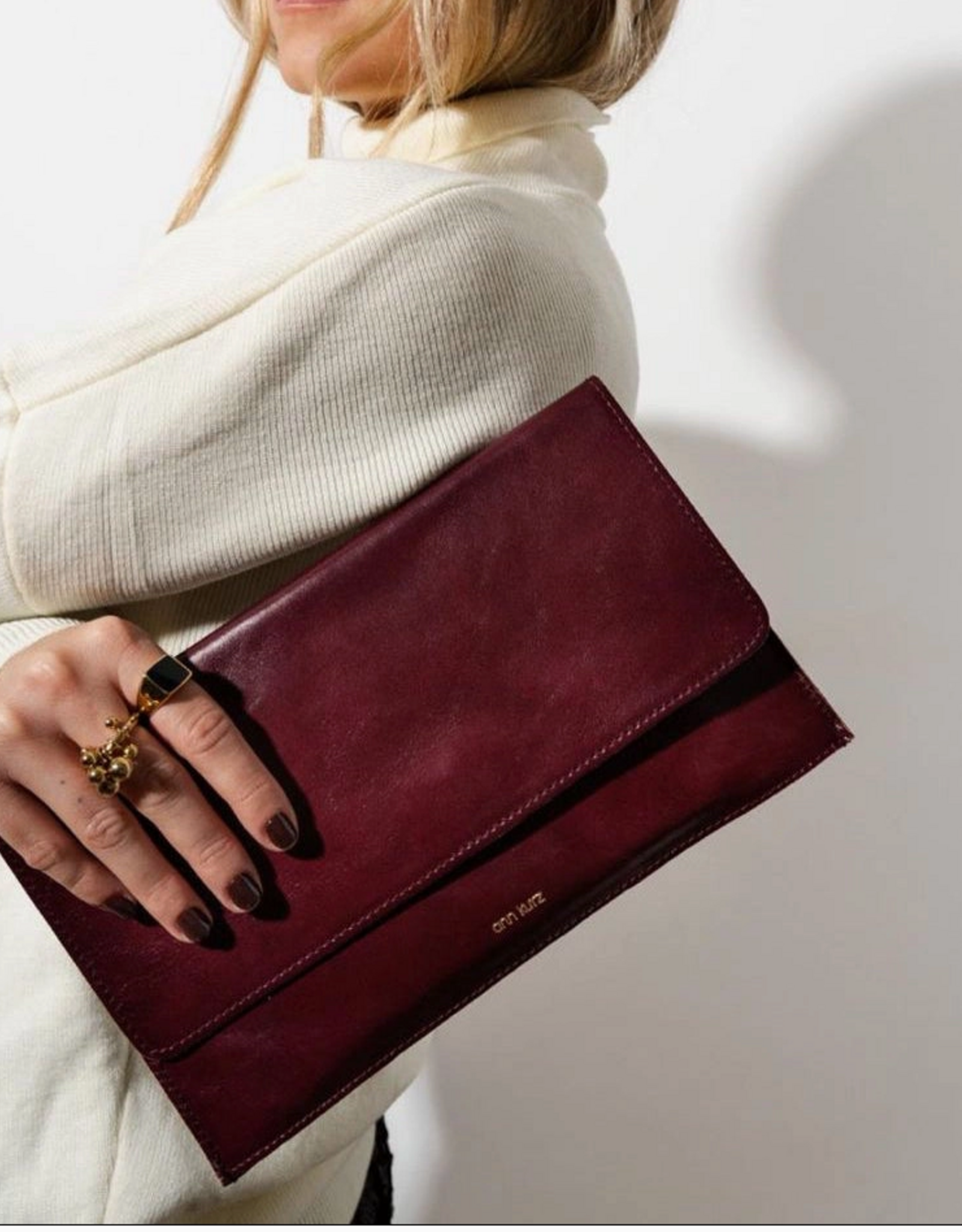 Anne Kurz Clutch Glanzend Nappa - Bordeaux