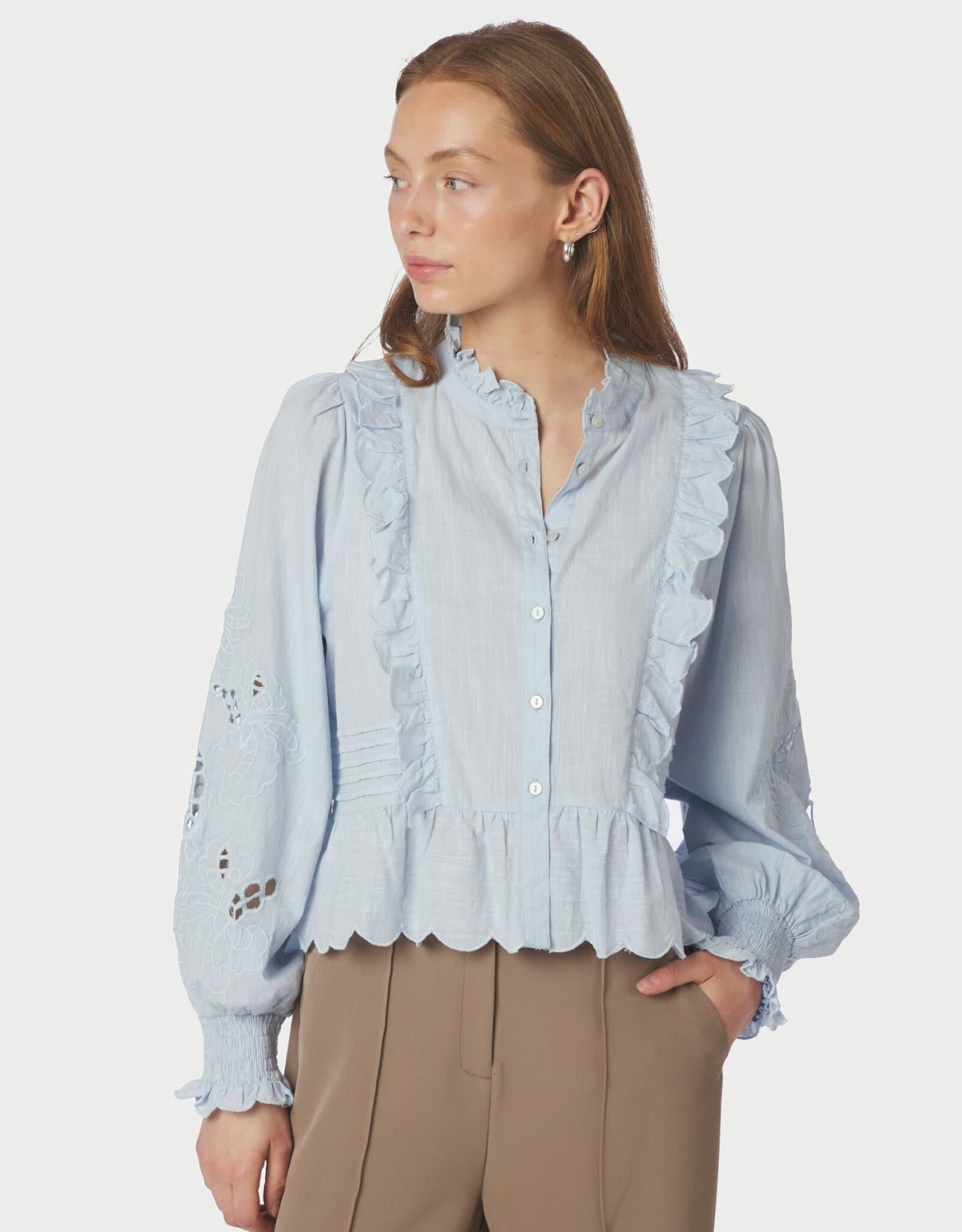 Blouse Embroidery 'Petrine' - Light Blue - Neo Noir