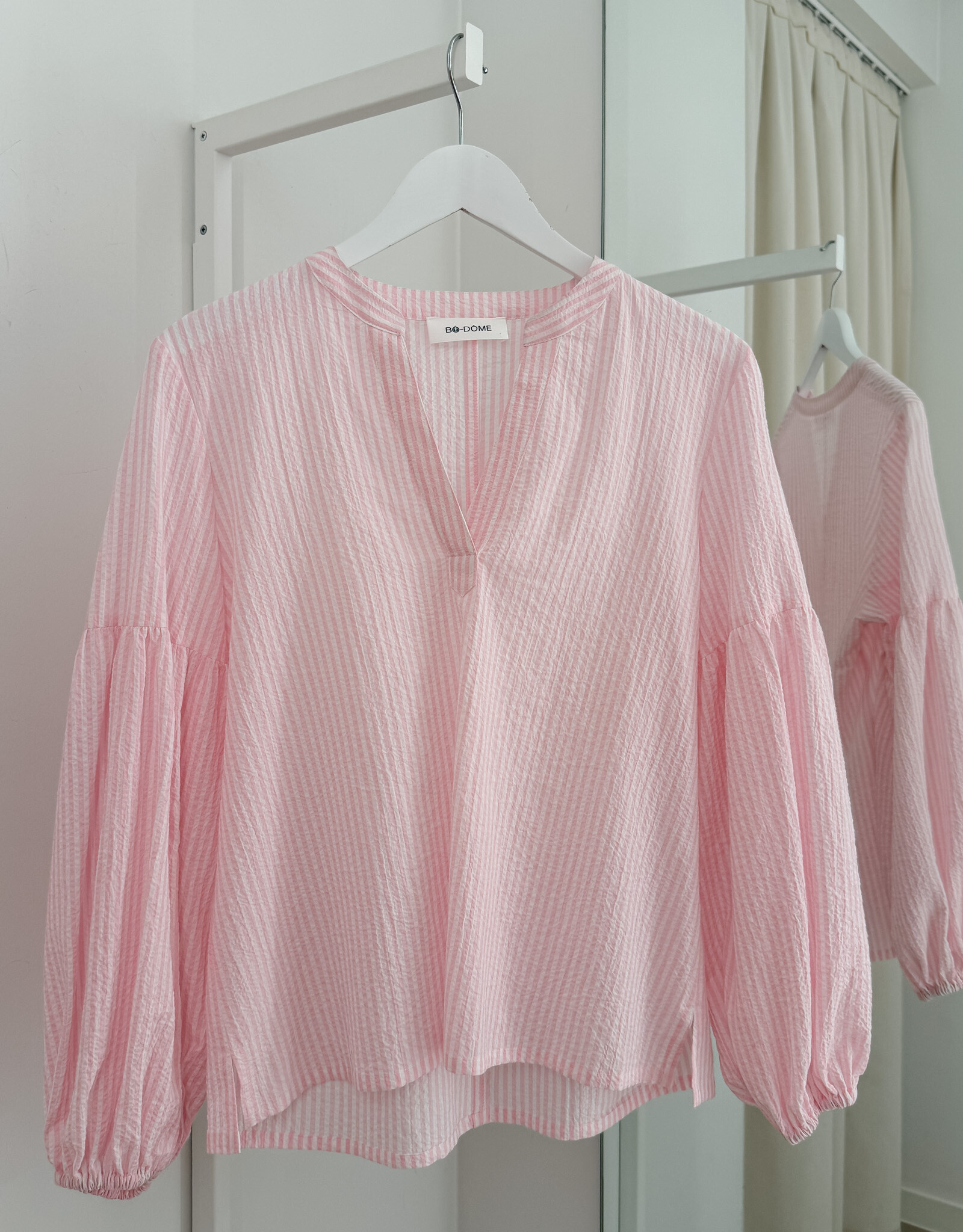 Bô-Dôme Blouse 'Raez' - Pink Stripe  - Bô-Dôme