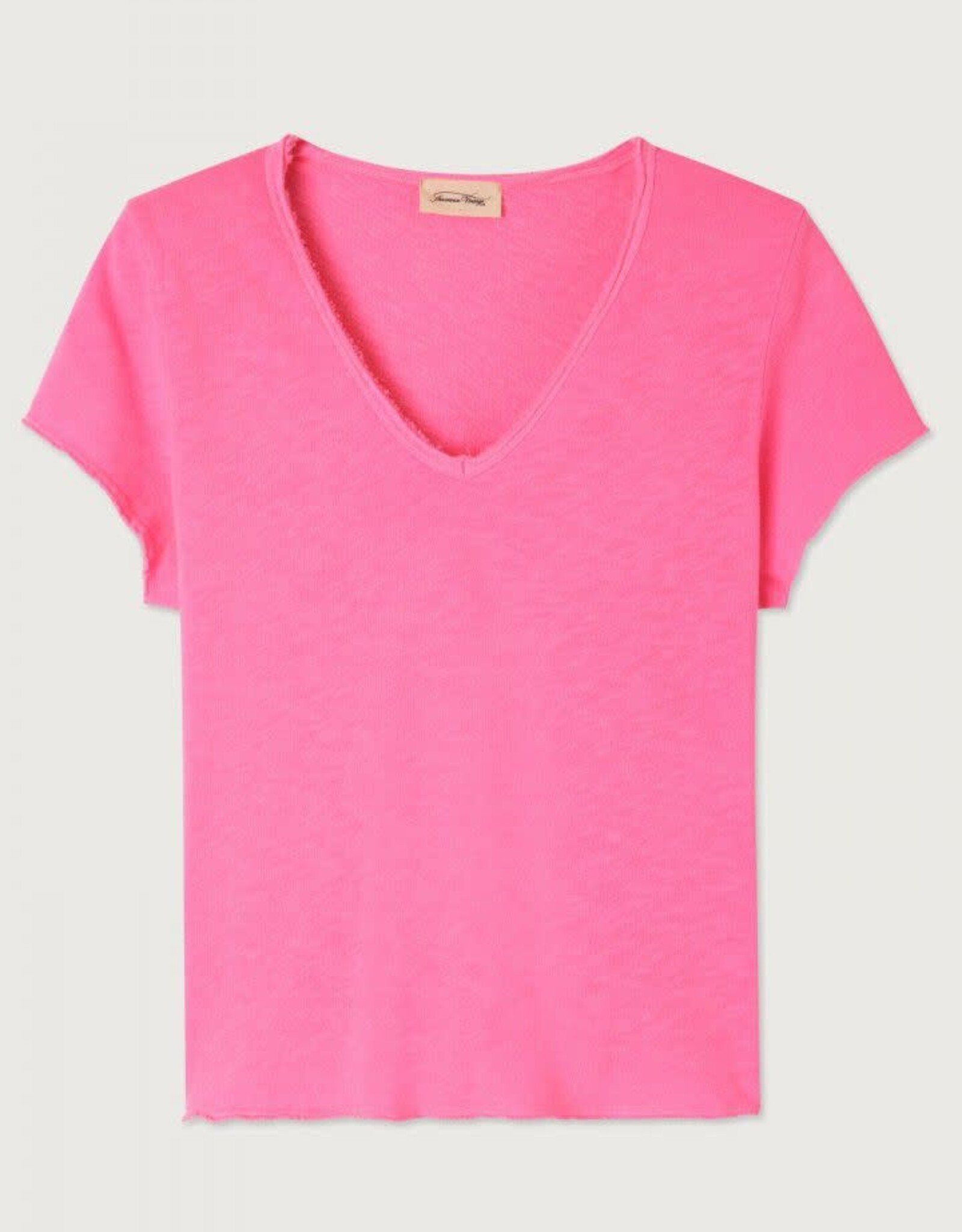 American Vintage T-Shirt V-Hals 'Sonoma' - Pink Acid Fluo - Son02AG - American Vintage
