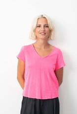 American Vintage T-Shirt V-Hals 'Sonoma' - Pink Acid Fluo - Son02AG - American Vintage