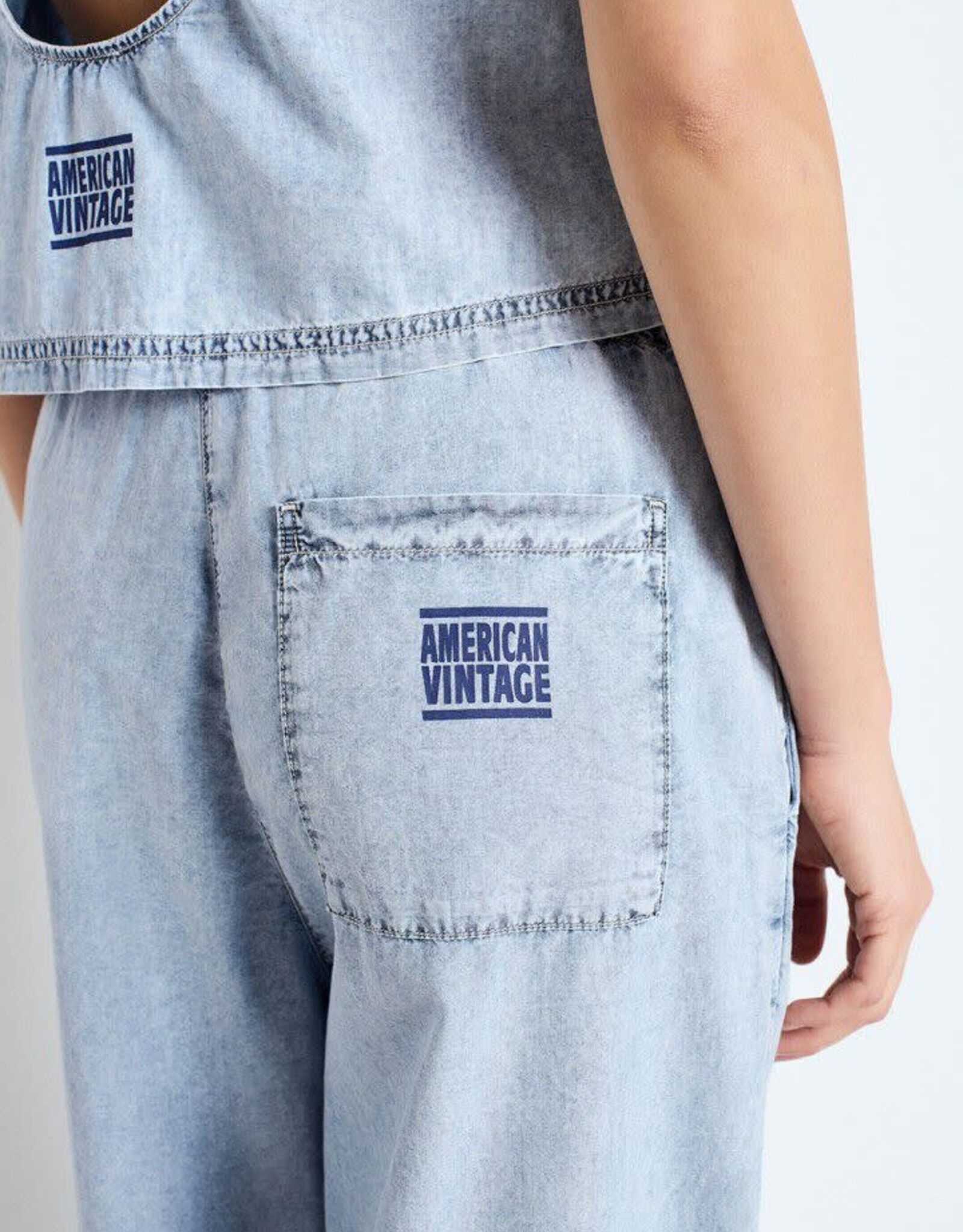 American Vintage Broek 'Paybou' - Blue Snow - Pay10B -  American Vintage