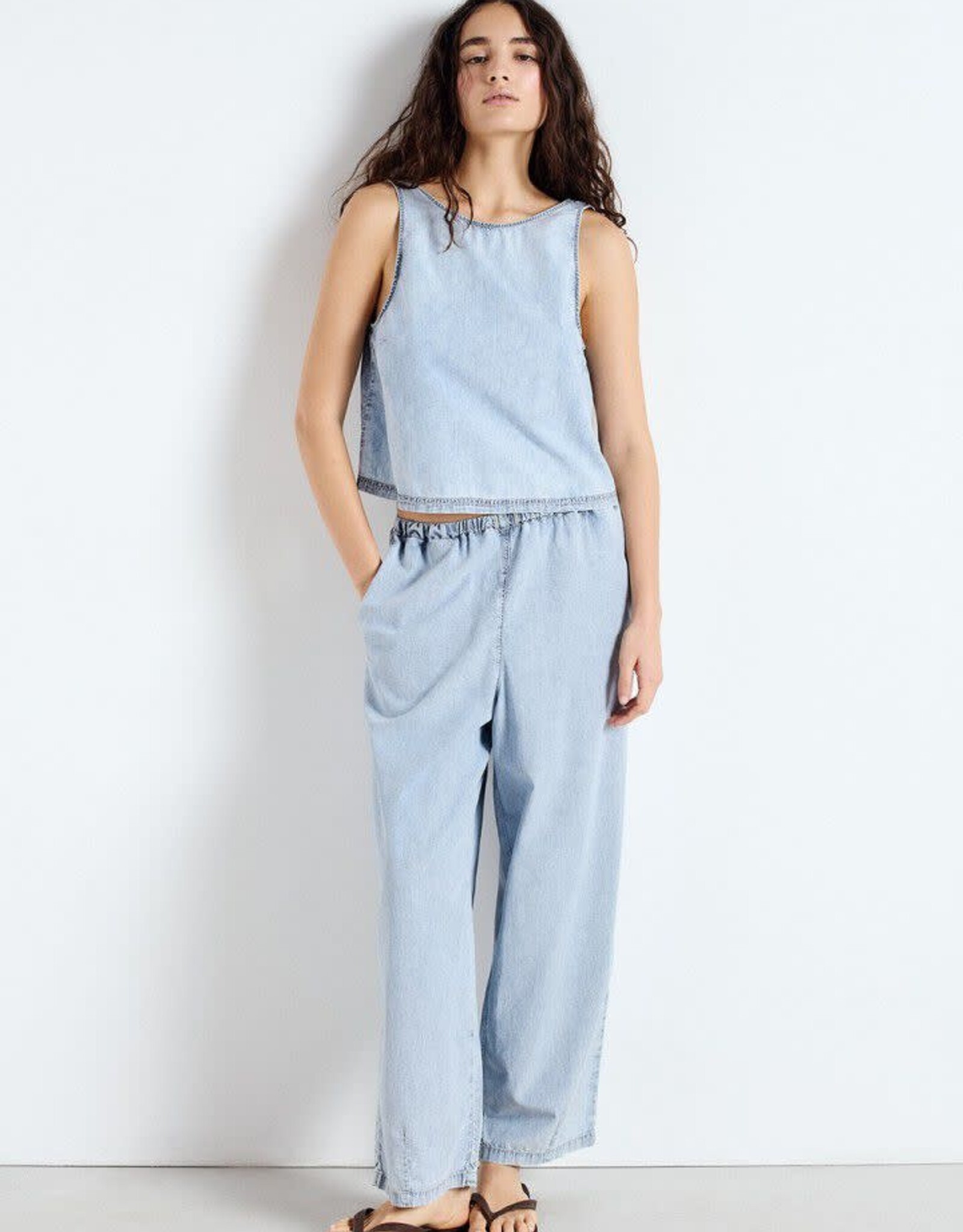 American Vintage Broek 'Paybou' - Blue Snow - Pay10B -  American Vintage