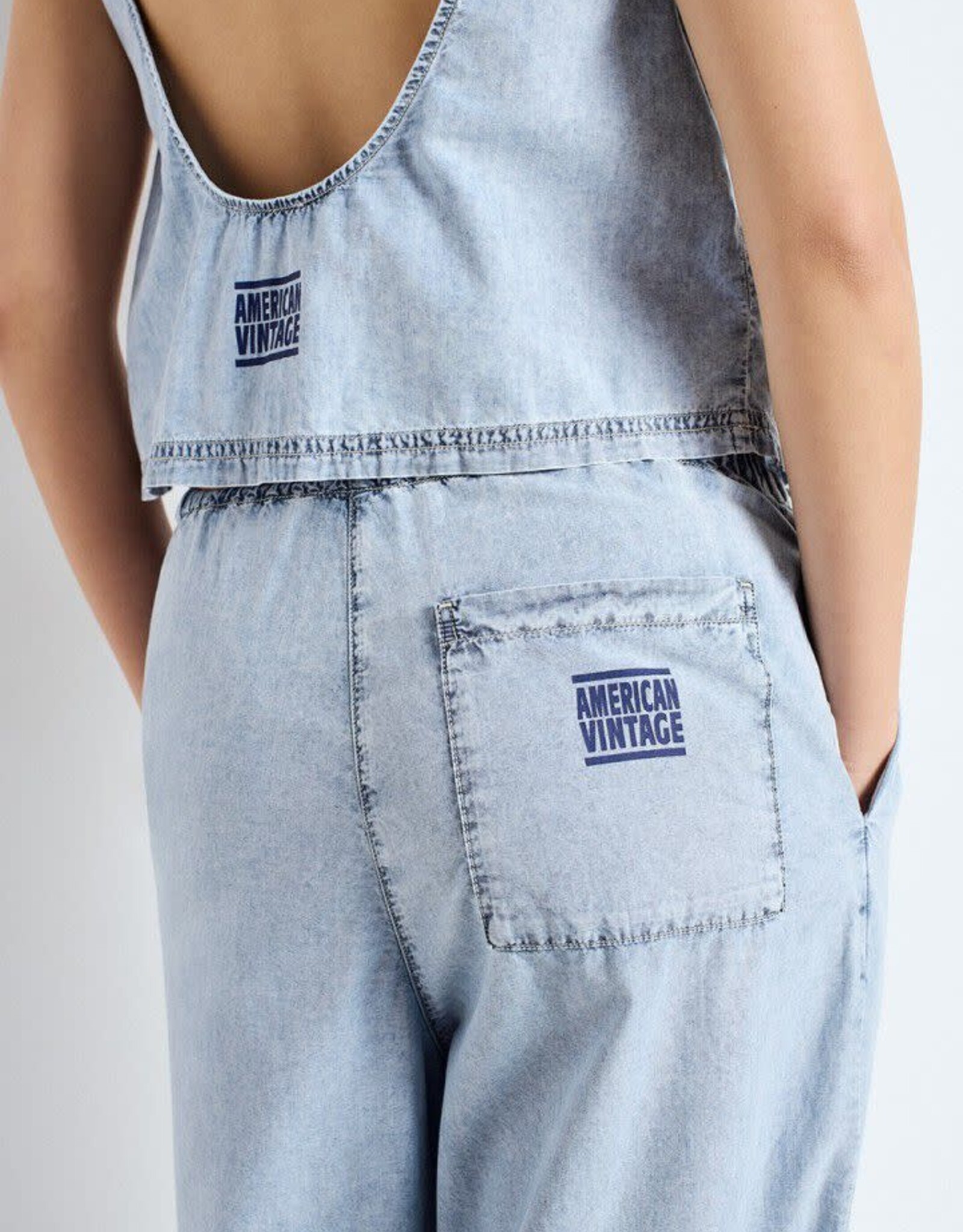 American Vintage Broek 'Paybou' - Blue Snow - Pay10B -  American Vintage