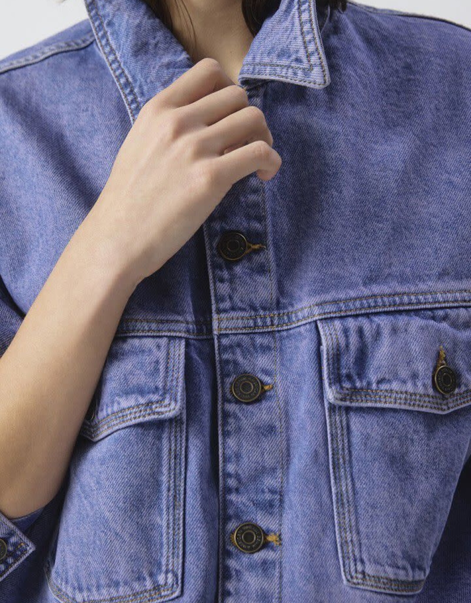 American Vintage Jeansvest 'Joybird' - Pink Blue - Joy16M -  American Vintage