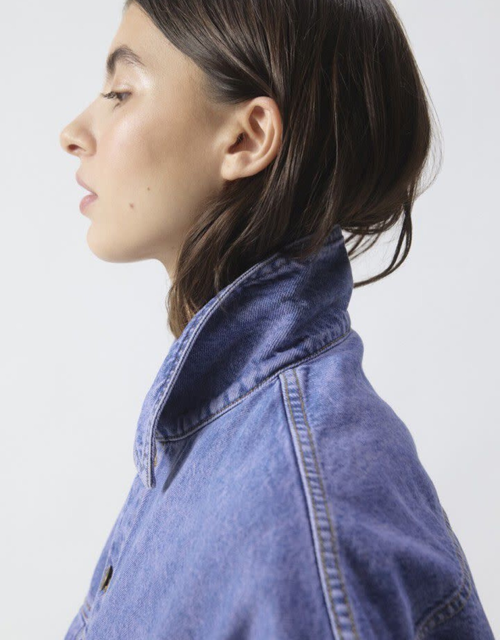 American Vintage Jeansvest 'Joybird' - Pink Blue - Joy16M -  American Vintage