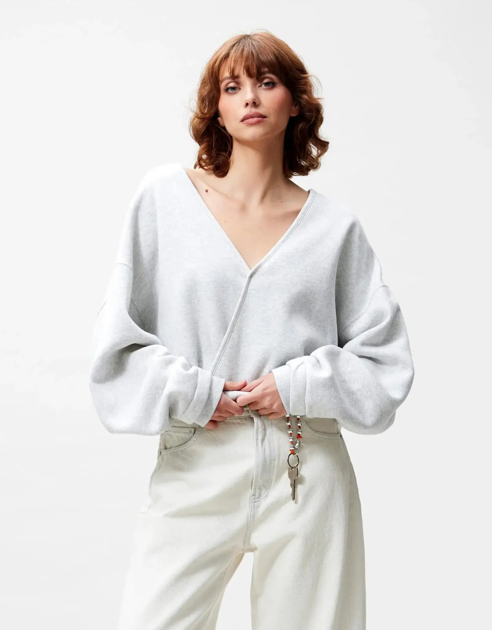 Catwalk Junkie Sweater 'Back Detailed' - Light Grey Melange - Catwalk Junkie