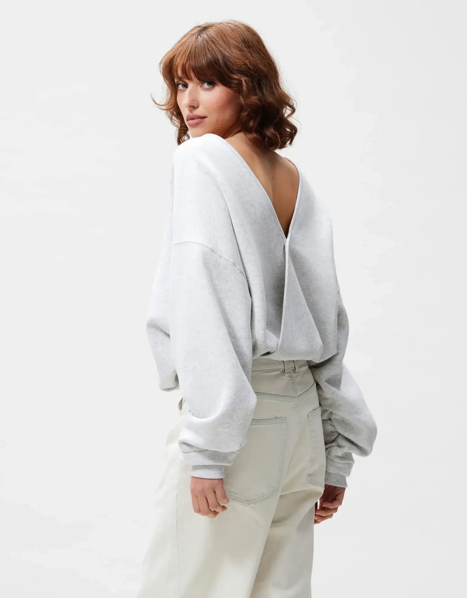 Catwalk Junkie Sweater 'Back Detailed' - Light Grey Melange - Catwalk Junkie