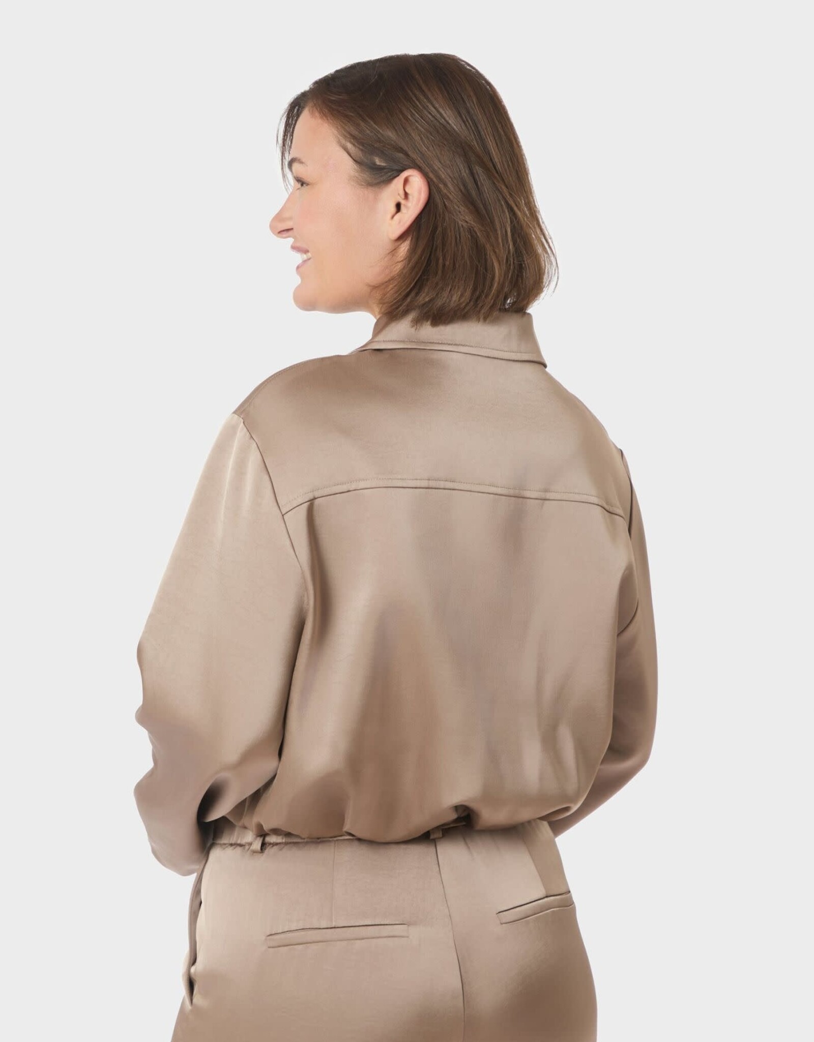 Jacket Heavy Sateen 'Denielle' - Dark Taupe - Neo Noir