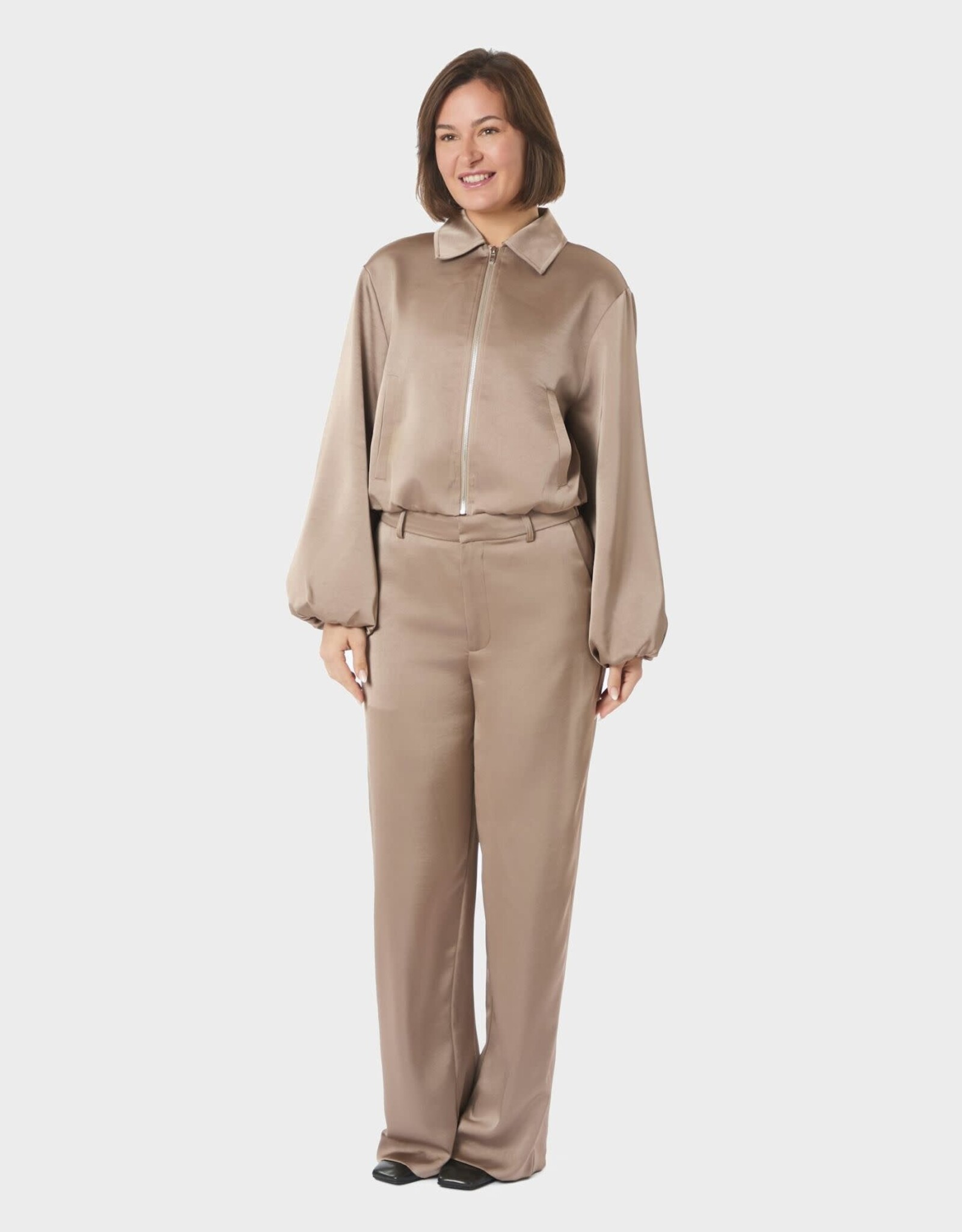 Jacket Heavy Sateen 'Denielle' - Dark Taupe - Neo Noir