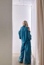 Catwalk Junkie Blouse Denim 'Open Shoulder' - Blue - Catwalk Junkie