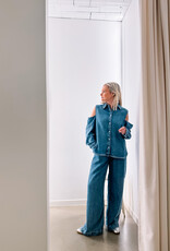 Catwalk Junkie Blouse Denim 'Open Shoulder' - Blue - Catwalk Junkie